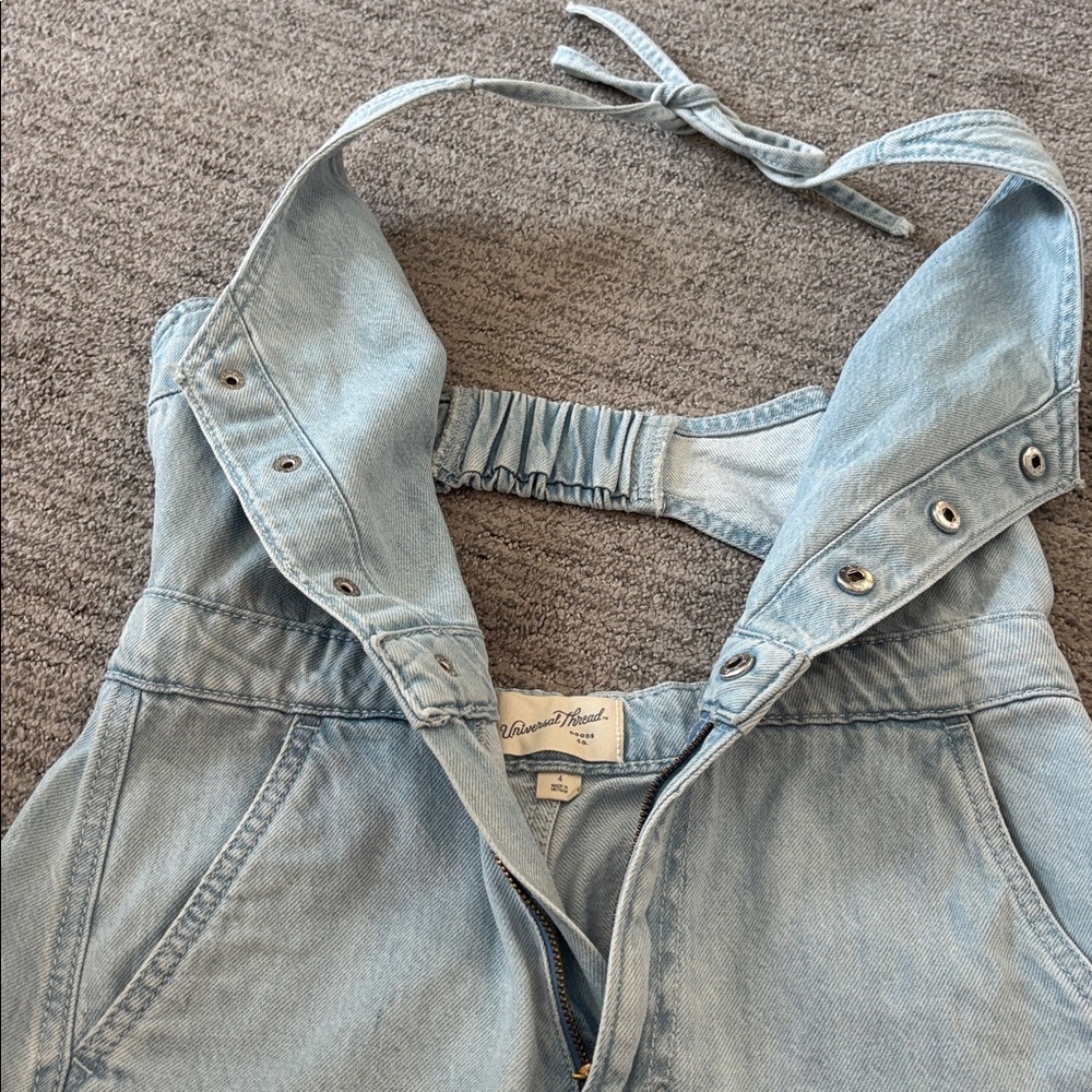 Universal Thread Light Blue Denim Halter Maxi Dress size 4 - Picture 6 of 11
